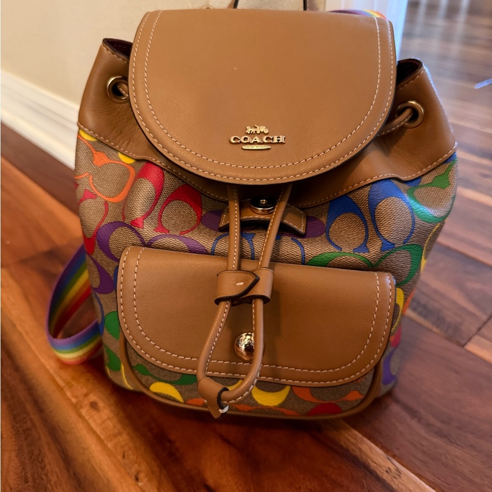 Coach Brown and Multicolor Signature Backpack